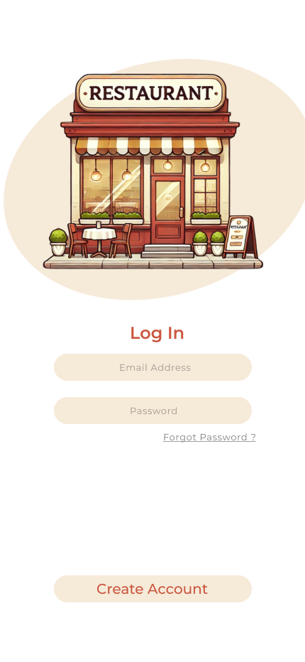 Where 2 Eat login screen